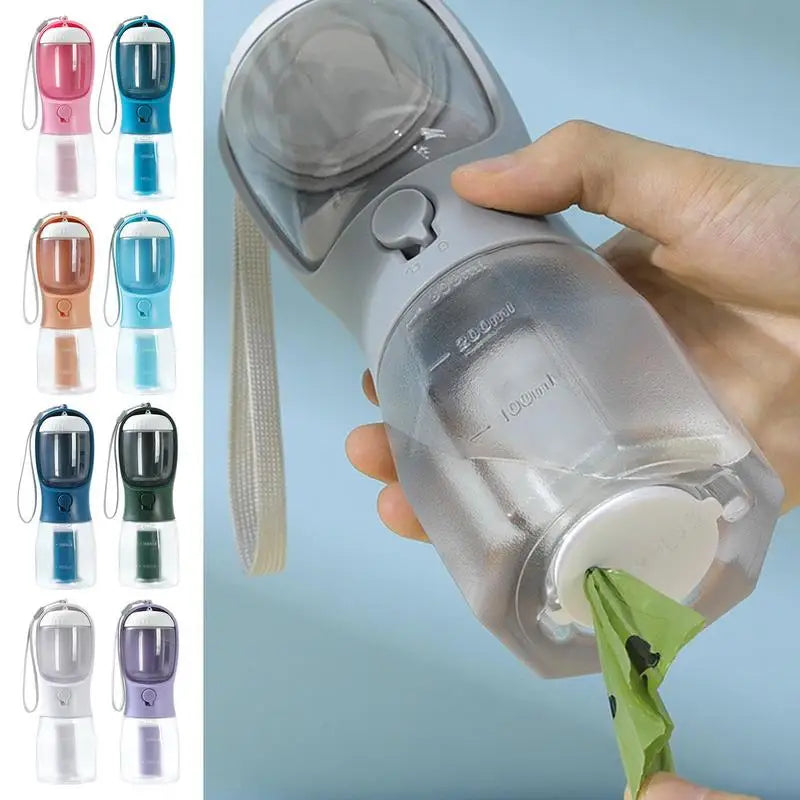 3 in 1 Portable Dog Water Bottle For Outdoor Walking Pet Drinker Cats Dogs Bowl Food Dispenser With Garbage Bag Pet Supplies