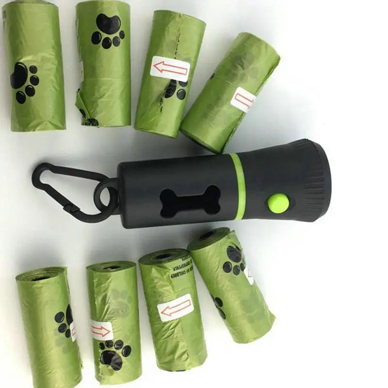 Pet Poop Bag Holderwith LED Light Waste Bag Dispenser For Dog Outdoor Walking Hiking Running Accessories Pet Waste Station Tools