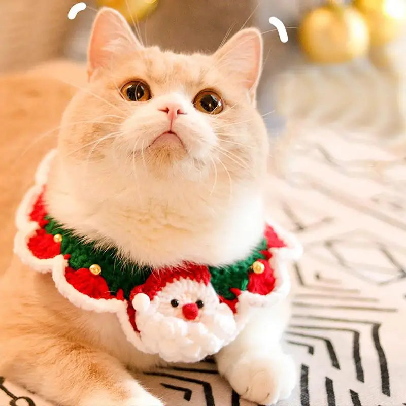 Christmas Dog Cat Santa Scarf Knitted Pet Winter Neck Warmer Costume Soft New Year Christmas Pet Decoration for Cat Dog supplies